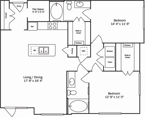 A black and white image of a floor plan for a house.